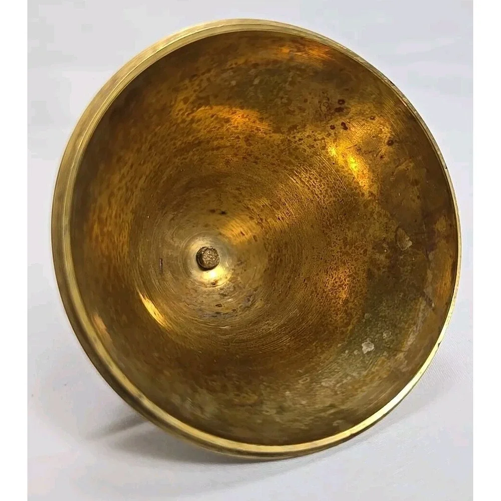 VINTAGE Brass Pear Lid/Top ONLY, Trinket Box,‎ Screw Top, Two Leaves On Stem
